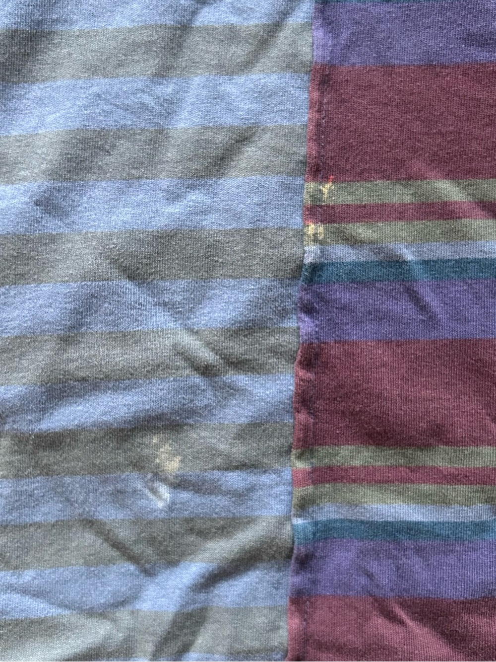 Patchwork Striped Short-Sleeve Polo Shirt - Purple & Light Blue - Picture 3 of 4